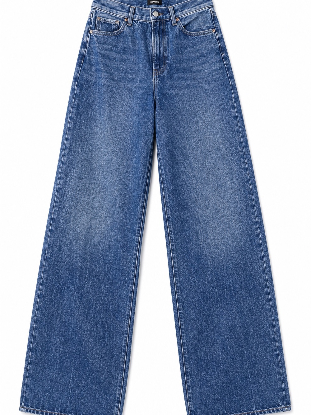 Express High Rise Rigid Wide Leg Jeans Medium Wash Vintage-Inspired Denim - 6L